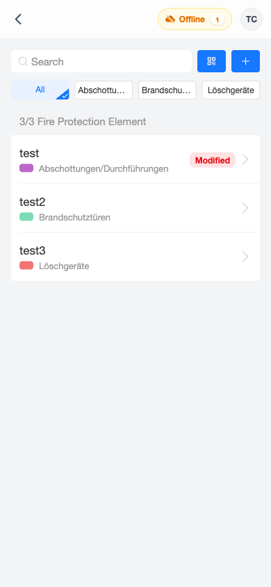 Offline geänderte Komponenten