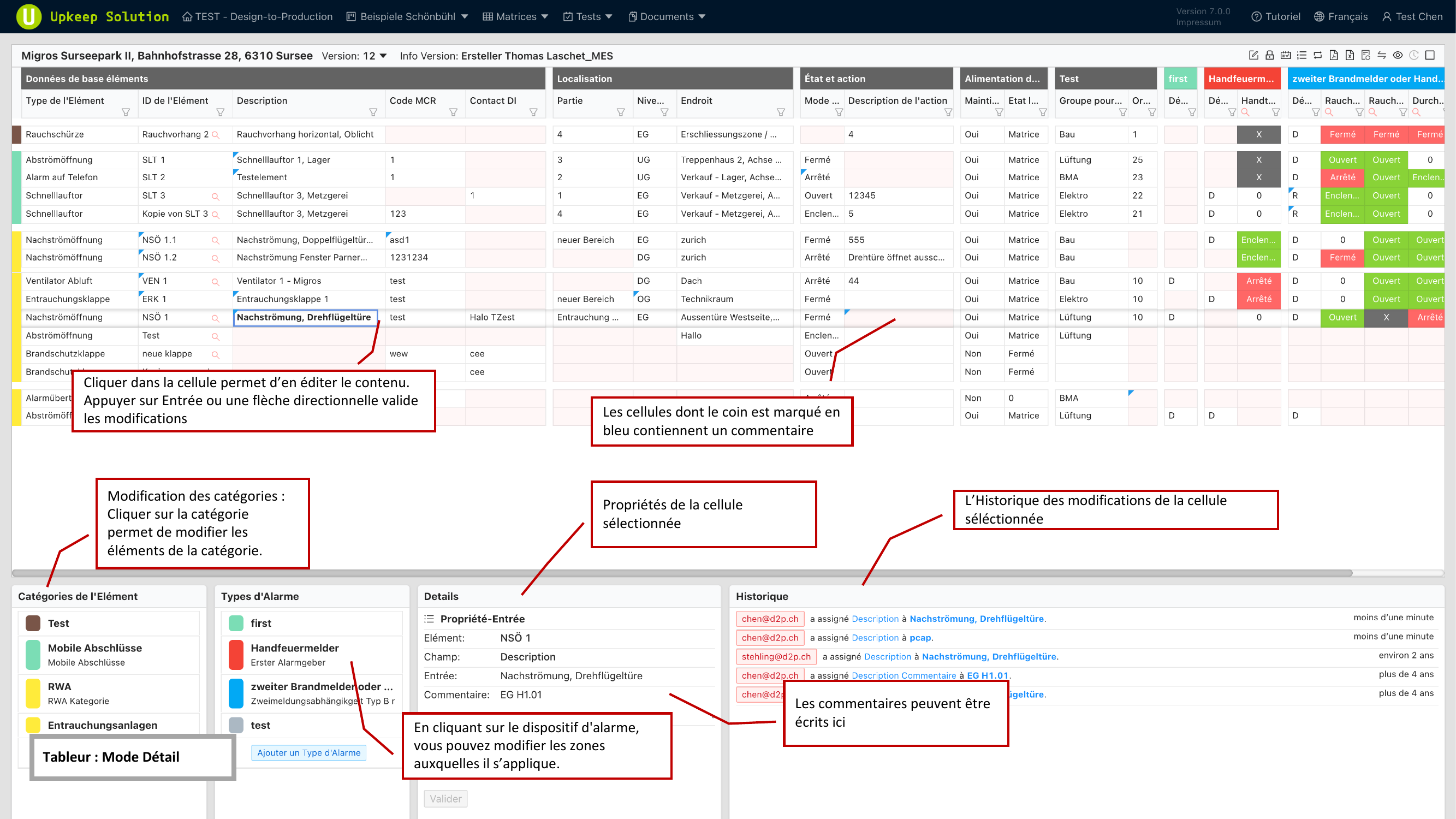 Matrice en mode detail