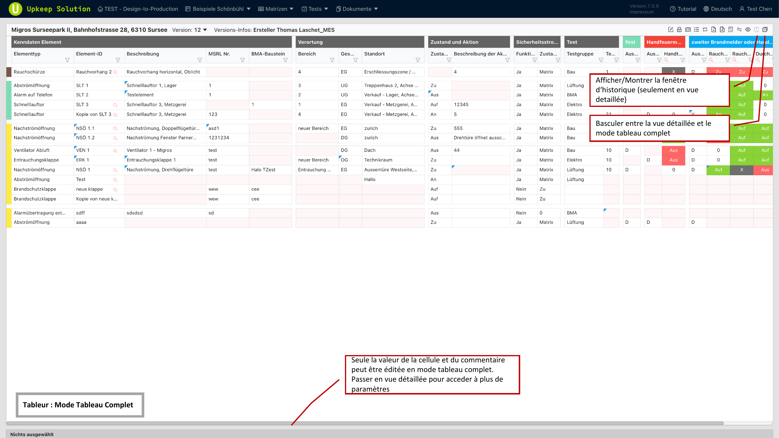 Mode tableau complet