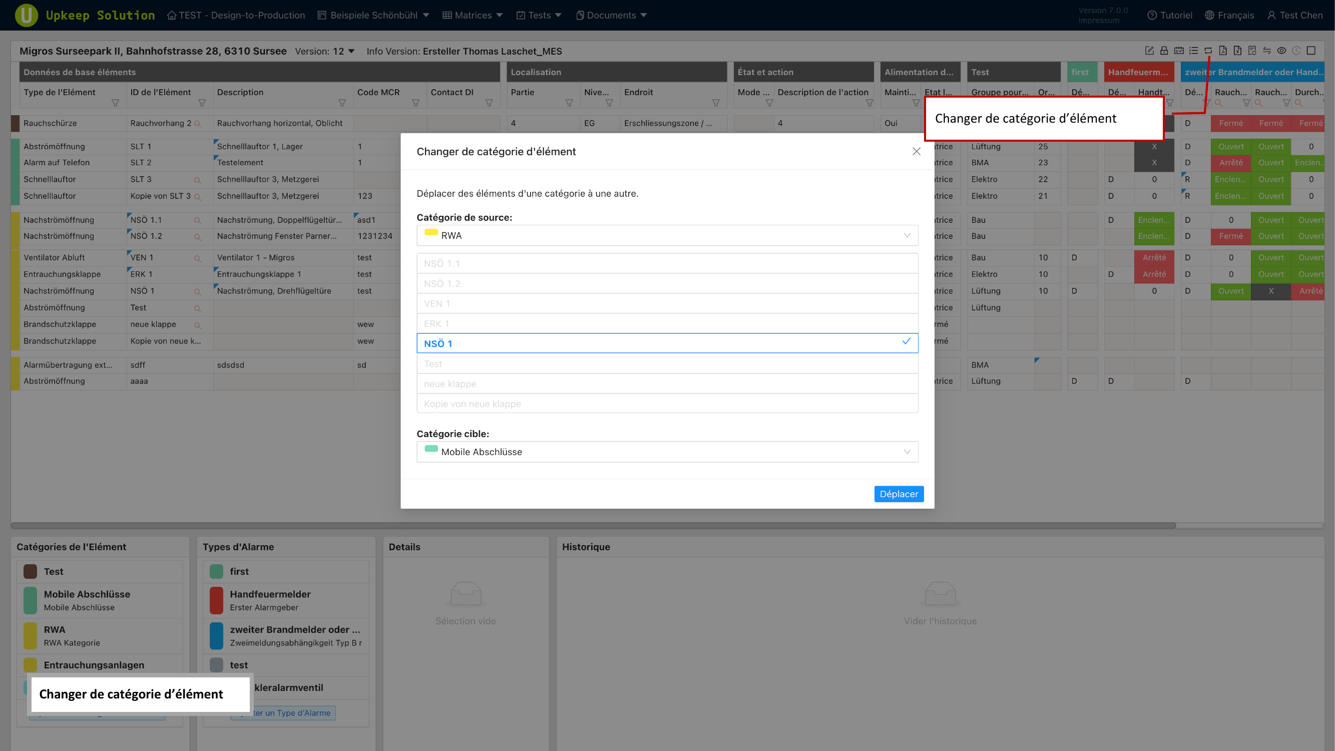 Changer de categorie