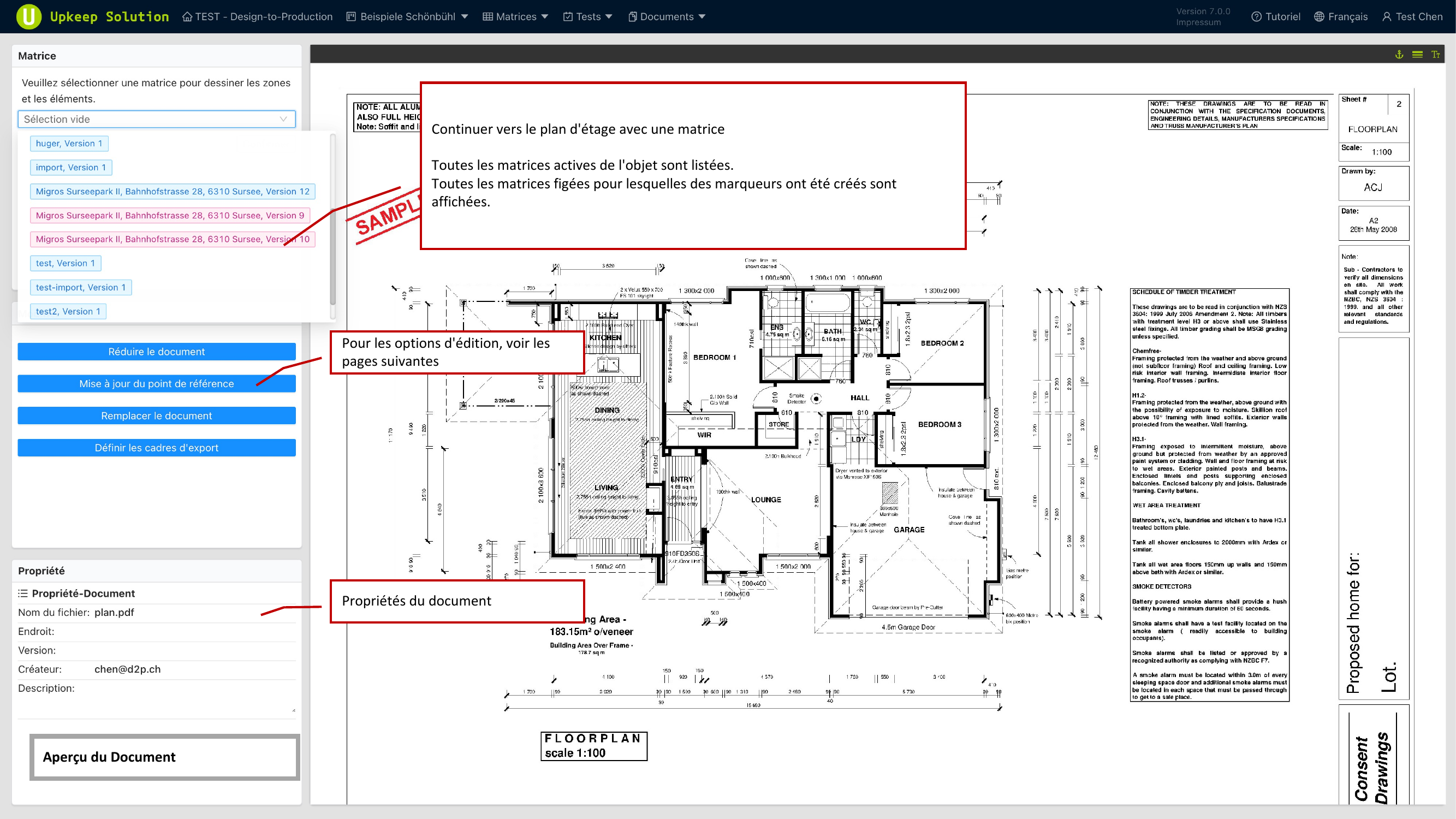 Selection de la matrice