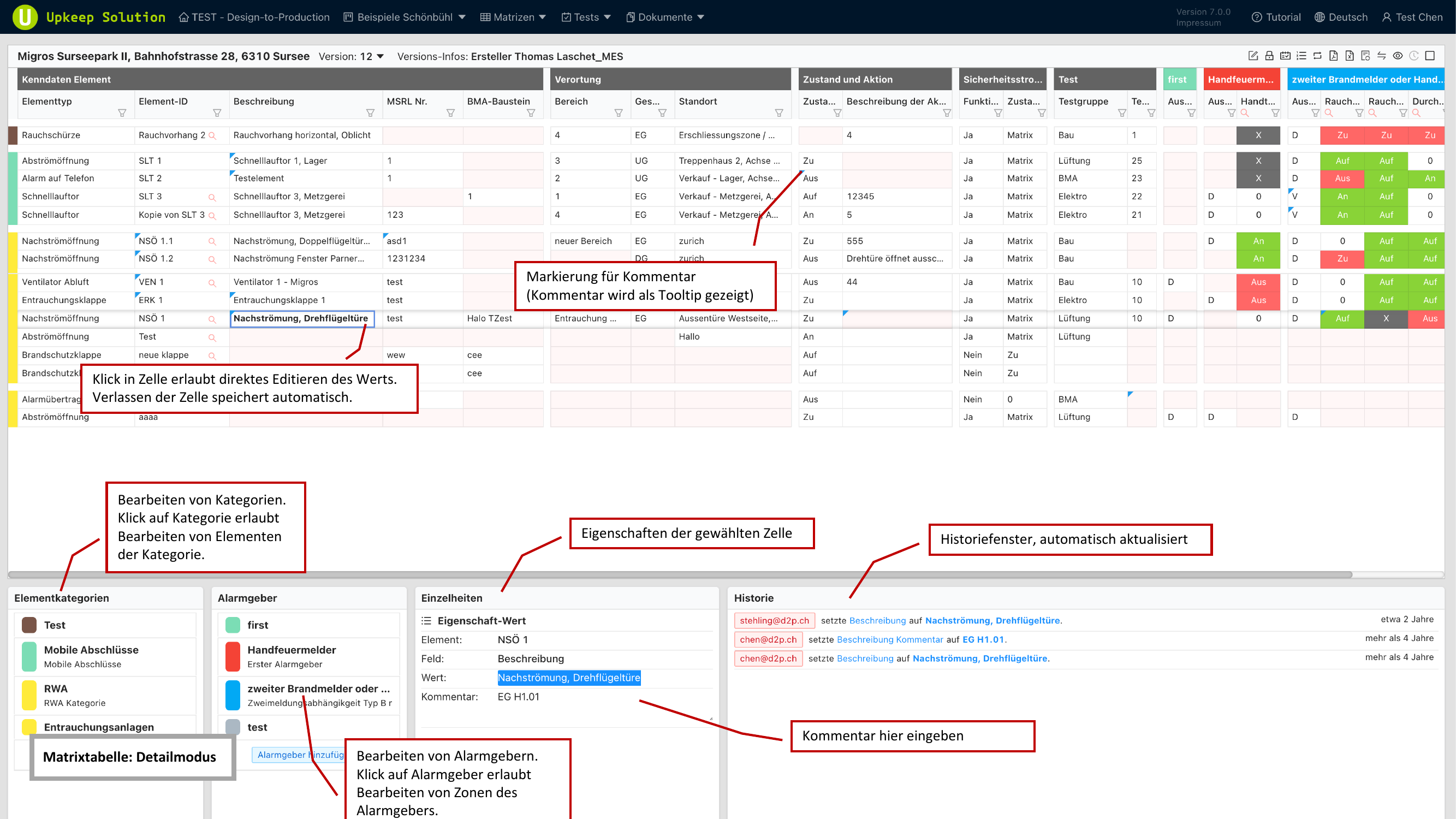 Matrice in modalità dettaglio