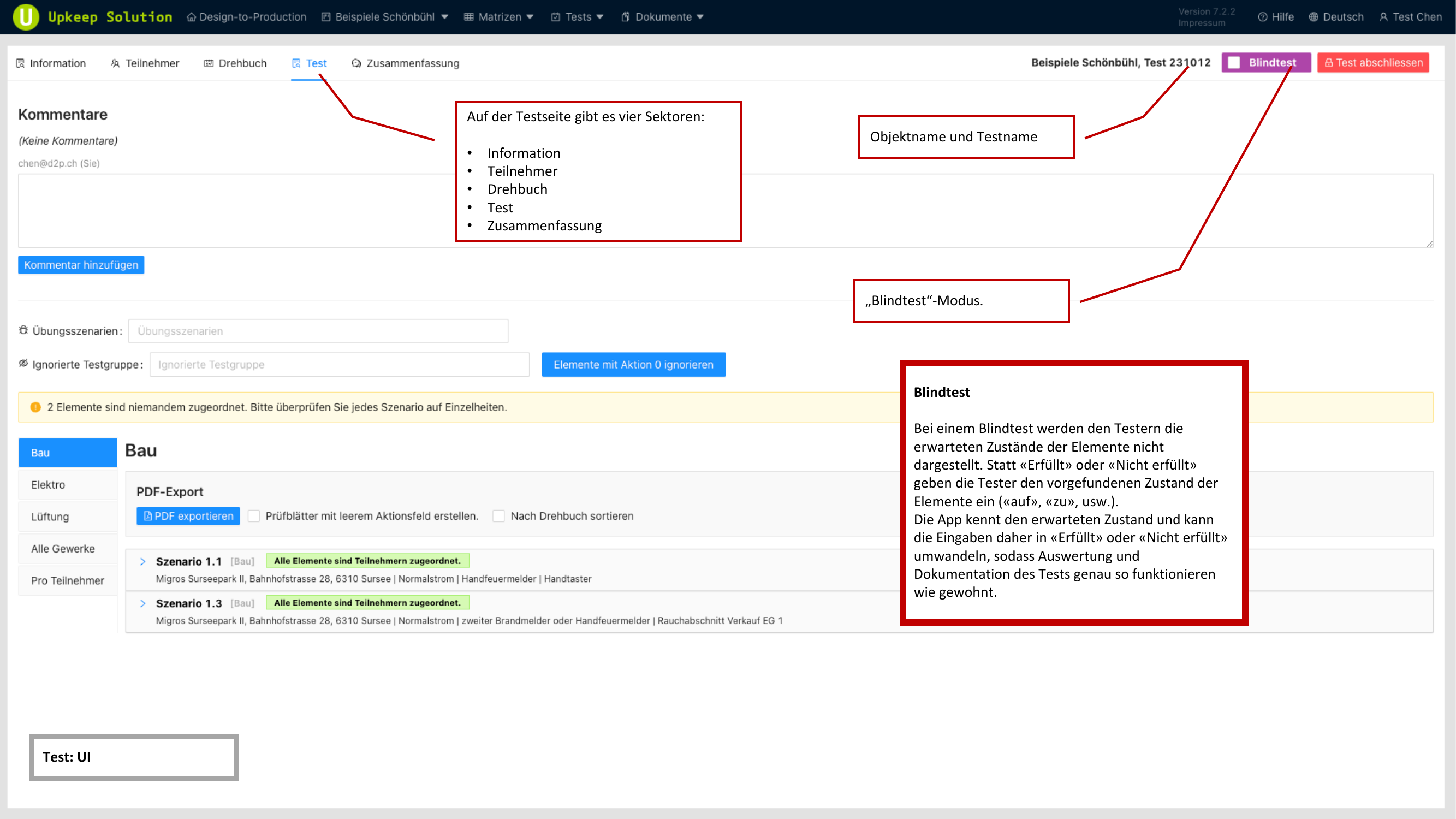 Interfaccia della verifica
