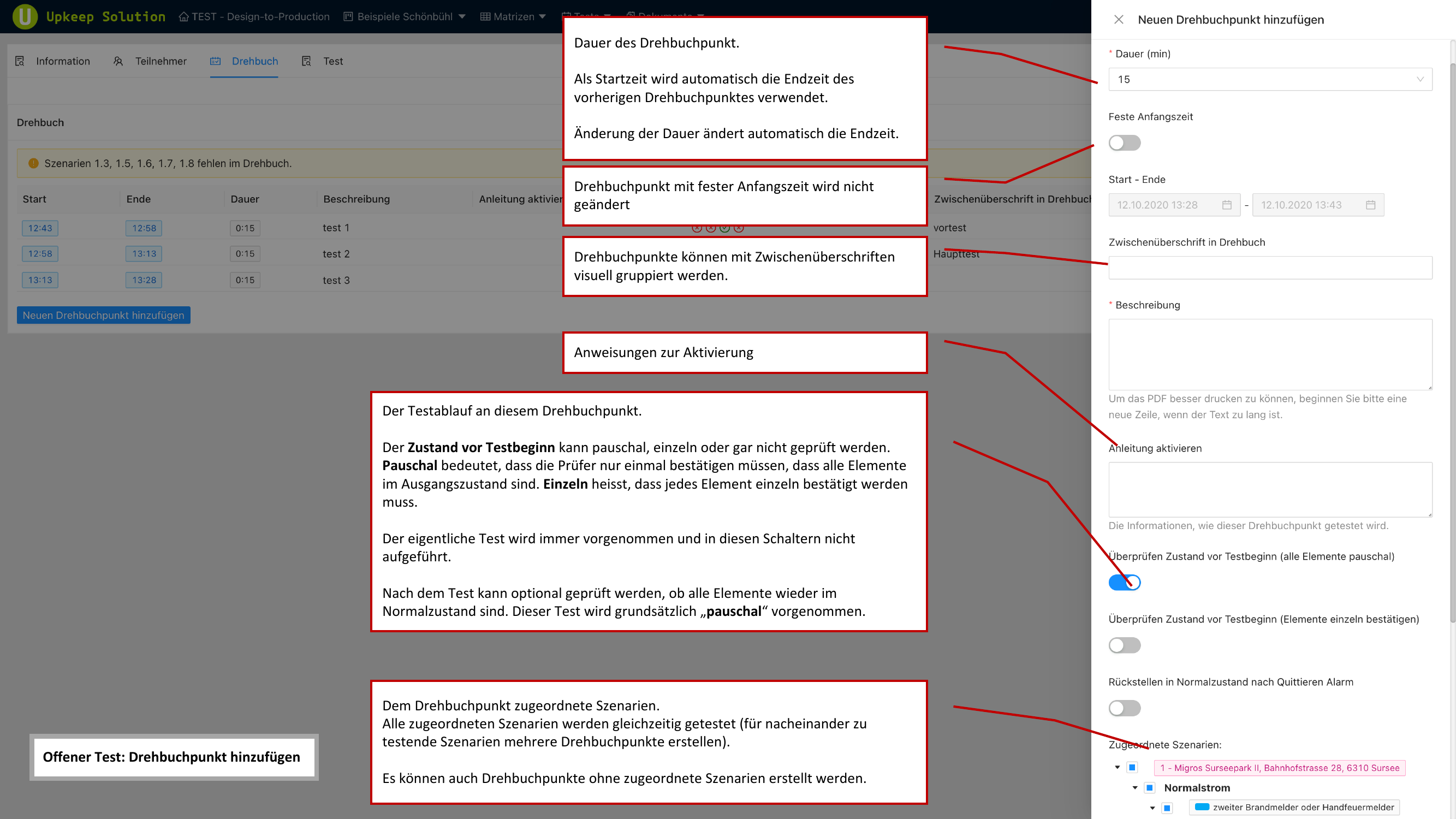 Aggiungere un punto del copione